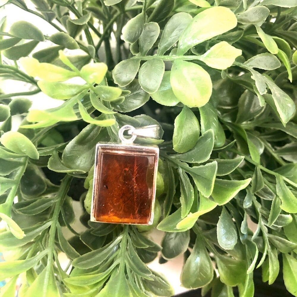 Sterling silver amber pendant